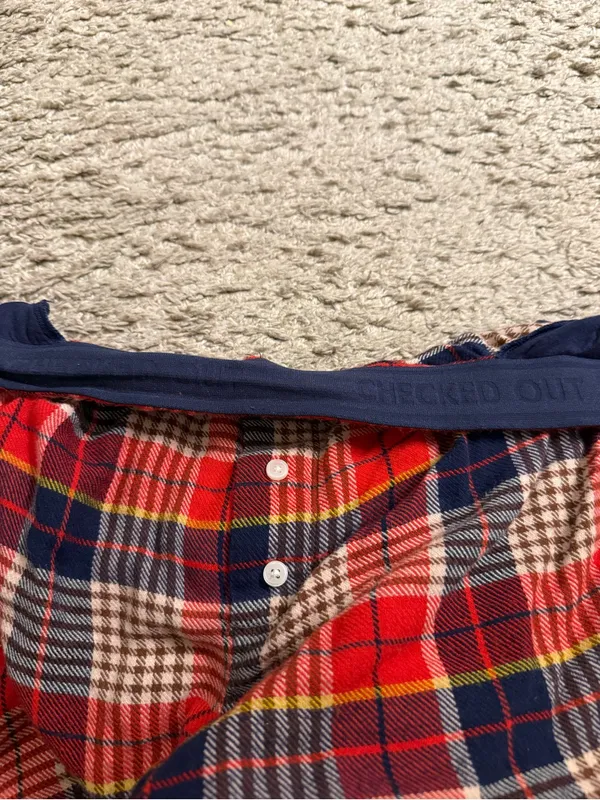 aerie Red Navy Plaid Flannel Skater Pajama Pants - size XL - Image 8