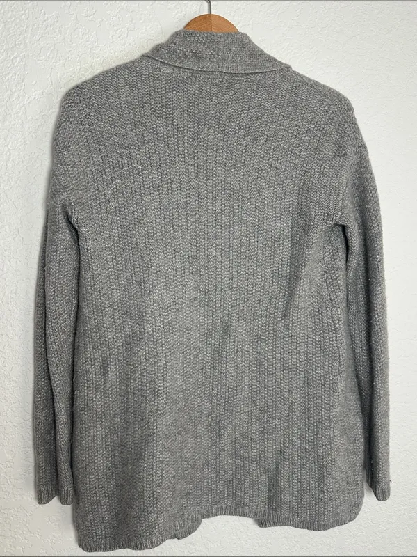 Talbots Gray Open Cardigan Sweater 100% Cashmere Shawl Front Cozy Fall Winter - Image 5