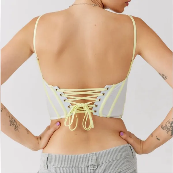 Urban outfitters out from under UO Modern Love Ruched Pastel Corset blue small - Image 2