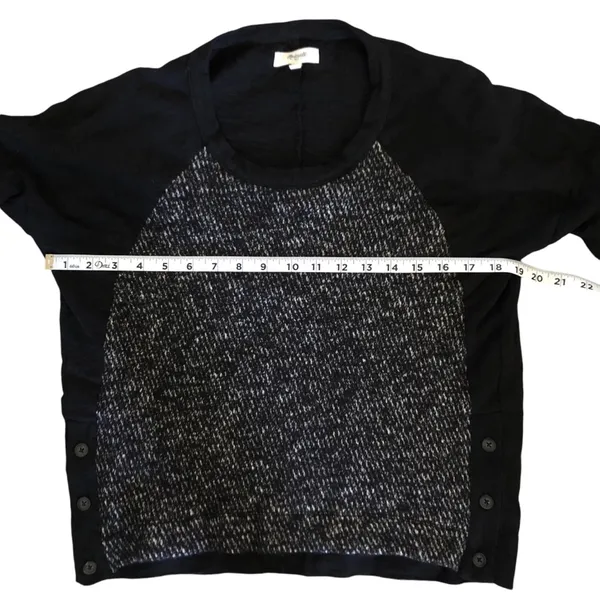 C Madewell Black & White Raglán Wool Tweed Woman Shirt Blouse Size Small - Image 10