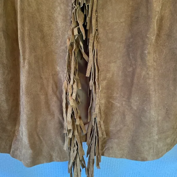Vintage Christina Hope‎ Suede Leather Jacket Fringe - Image 3