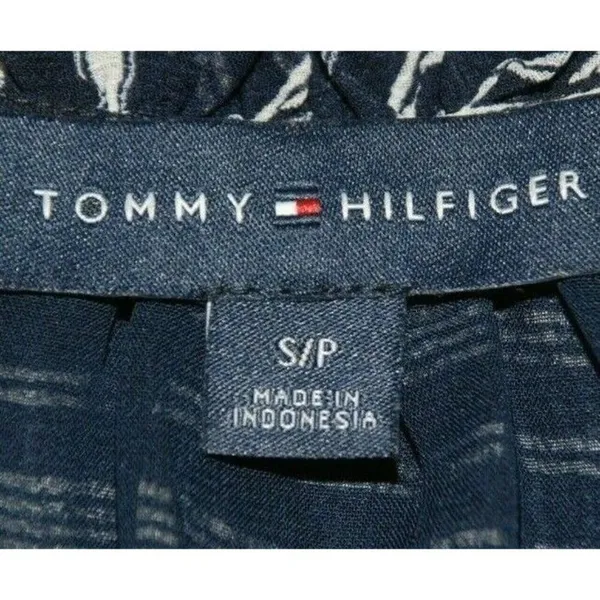 Tommy Hilfiger Ladies S Chiffon Navy Blue Sleeveless Blouse Ruffle Career Office - Image 8