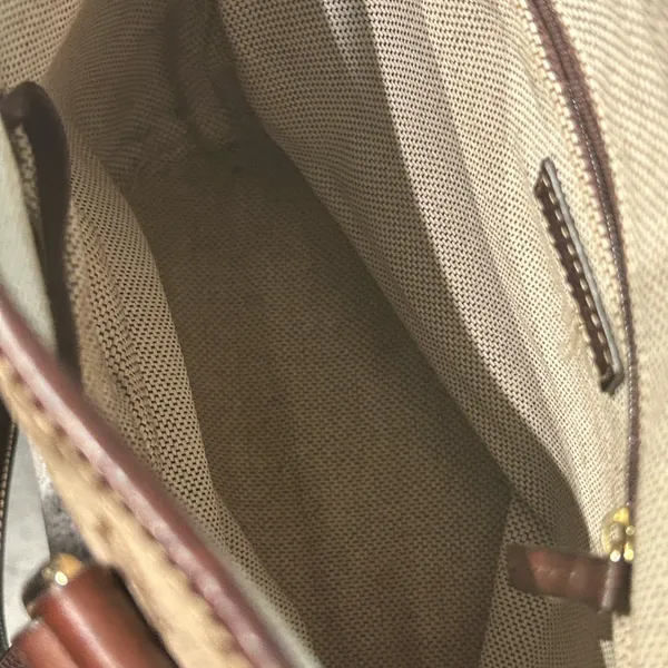 Dooney & Bourke Beige and Dark Brown Monogram Bucket Bag - Image 9