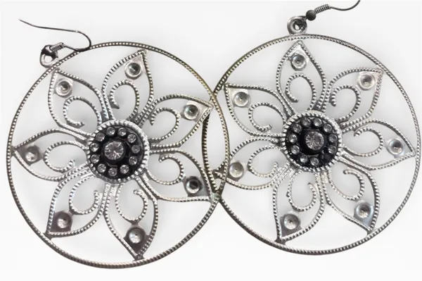 Ann Taylor Sheer Black Lace Top + Silver Floral Statement Earrings | Chic bundle - Image 9