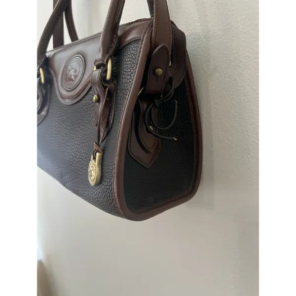 Dooney &Bourke Vintage Brown And Black All Weather Leather Sat Hel Crossbody Bag - Image 11