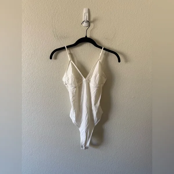 Reformation Emmett White Bodysuit Size S 100% Cotton Spring Summer Capsule Layer - Image 2