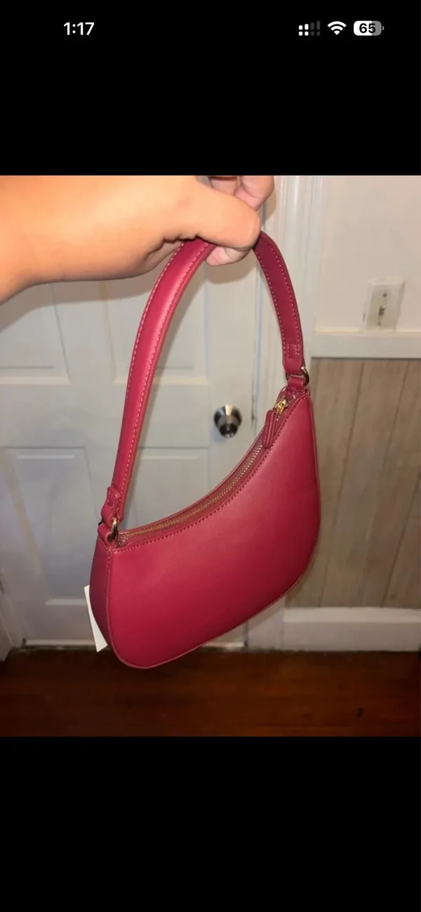 Jason Wu Small Burgundy Crescent Shoulder Bag Zip Logo Matte Gold Hardware - Image 7