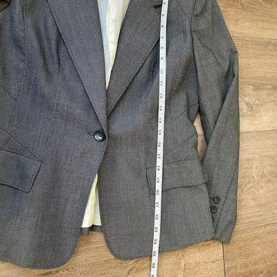 Anne Klein grey wool blend blazer suit jacket stretch lined Women’s size 8P - Image 10