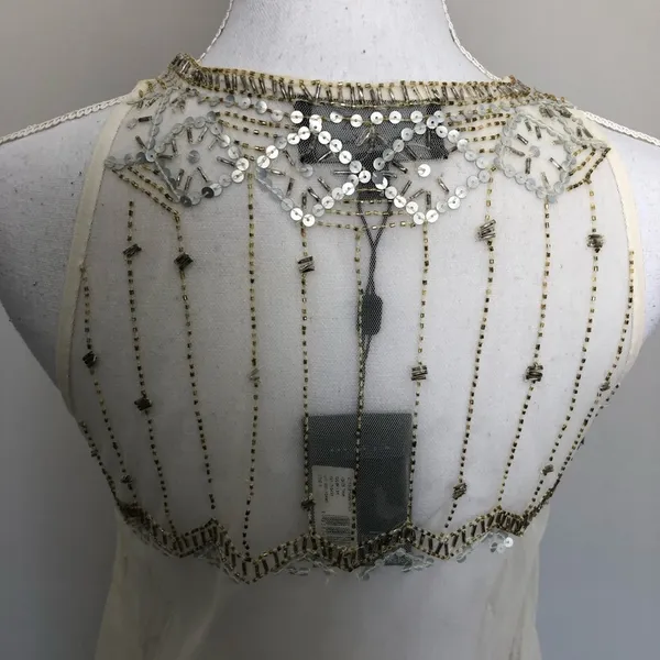 PJK Patterson J Kincaid Top Cami Sleeveless High Neckline Sequin Beaded Boho - Image 12