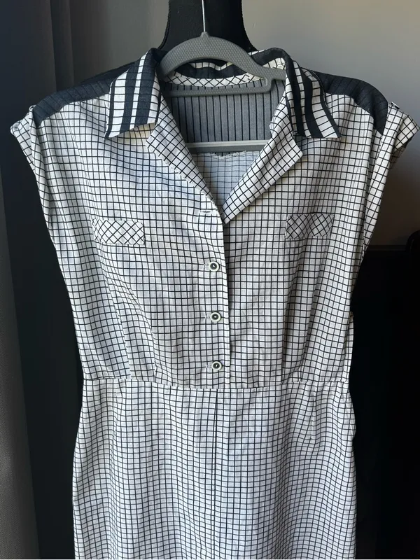 Handmade Classic Black & White Check Collared Day Dress - Image 3