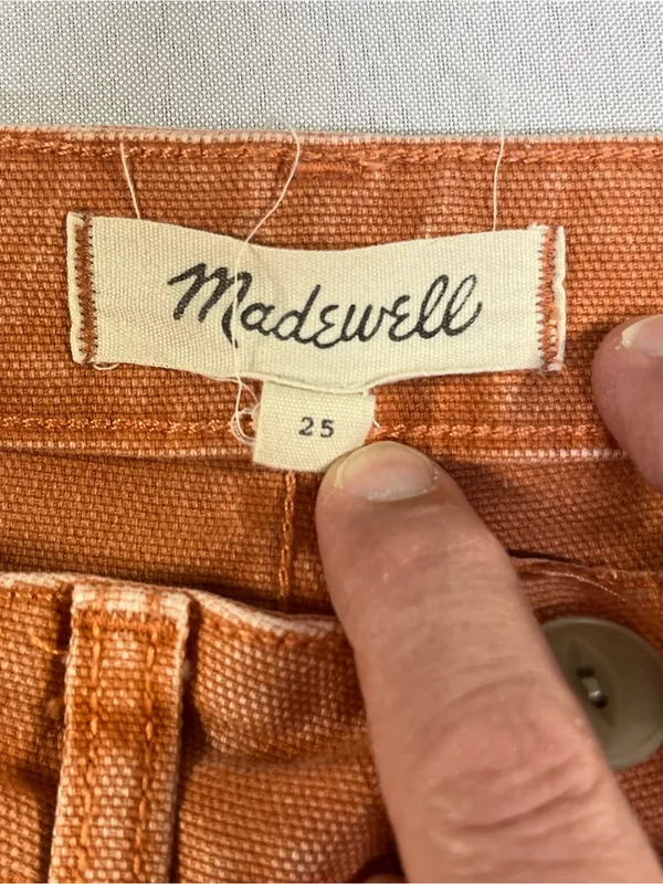 Madewell Emmett Wide Leg Crop Rust Orange Canvas High Rise Pants Size 25 - Image 8