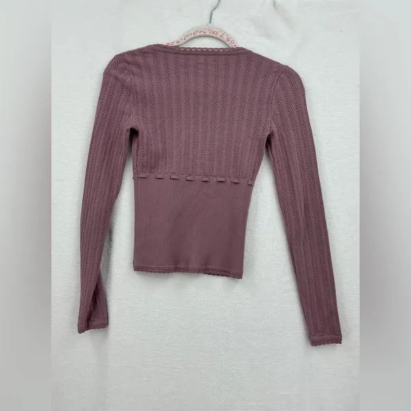 Wilfred Dusty Pink Long Sleeve Ribbed Top A553 - Image 5