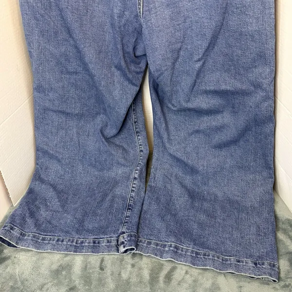 Gap High Rise Wide Leg Crop Jeans Womens 18/34R Blue Dark Wash Stretch Denim - Image 6