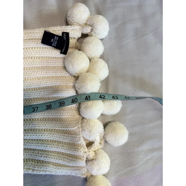 Moda Int Knit Cream Long Scarf Pom‎ Poms Soft Warm Winter Thick Wide - Image 5