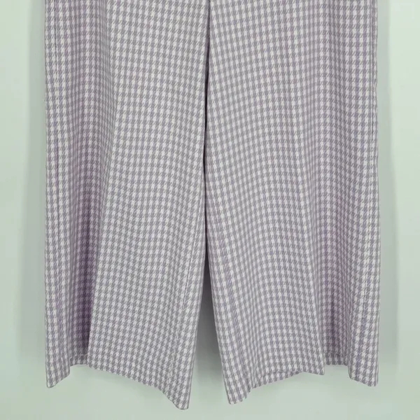 Ann Taylor Wide Leg Crop Pants Size 10 Purple Gingham Belted Preppy Career - Image 6