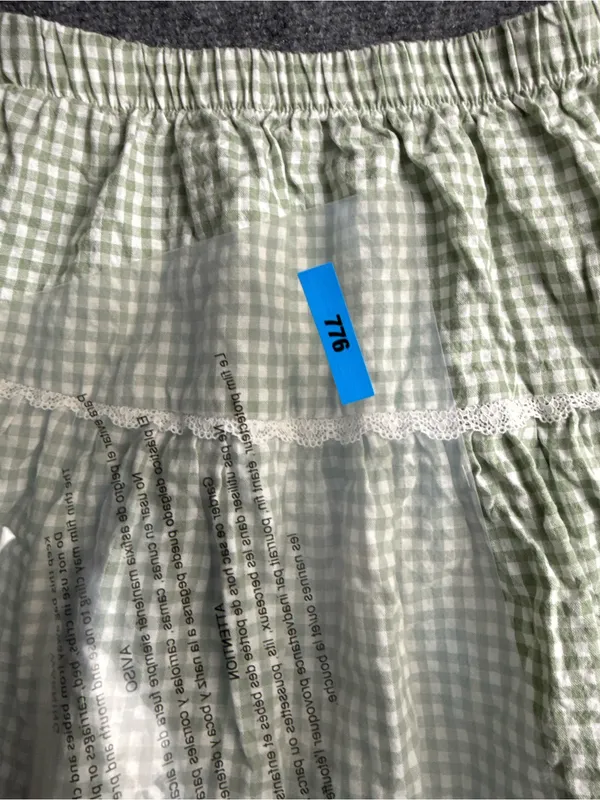 Blosh Womans large light green gingham tiered ruffle cottagecore mini skirt. - Image 7