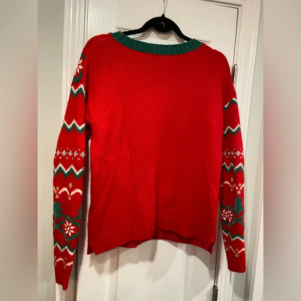 Holiday Time Size S Merry Christmas Embellished Sequin Crew Neck Ugly Sweater - Image 6