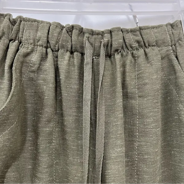 NWT Max Studio Women's Cropped Wide Leg Trousers XS Pull-on linen blend olive - Image 5