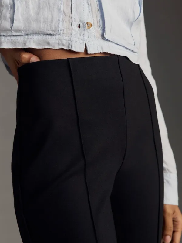 Anthropologie Maeve Margot Kick Flare Pull On Pants Stretch Patterned Workwear - Image 5