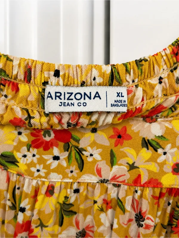 Arizona Jeans Floral Sundress XL • Boho Yellow Maxi Dress - Image 6