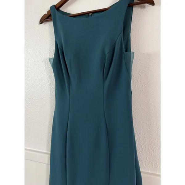 Azazie A2 Teal Mermaid Bridesmaid Dress Floor Length Slit Mesh Formal Gown - Image 9