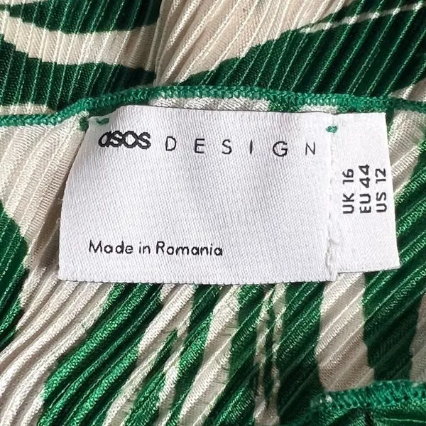 ASOS Green Zebra Plisse One Shoulder Maxi Dress Size 12 Resortwear Vacation NWT - Image 6