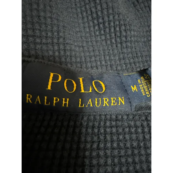 POLO Ralph Lauren Men's Blue Waffle Knit Long Sleeve Sweatshirt Sweater Top Sz M - Image 3