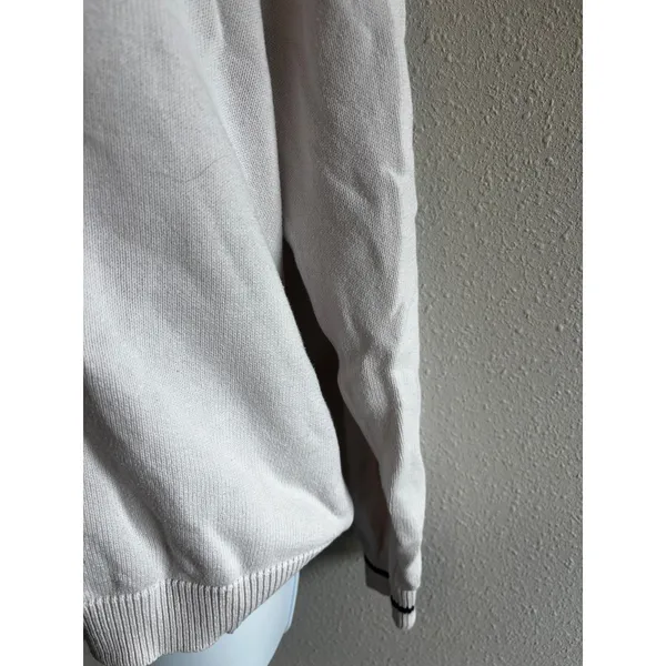 Chaps V-Neck Sweater Small Cream Preppy‎ Collegiate Cotton Knit Logo - Image 5