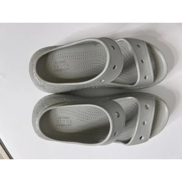 Crocs Classic Crush Glitter Platform Sandals Gray Women’s Size 9 Slip On Chunky - Image 4