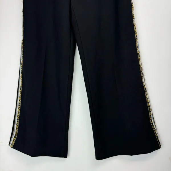 Zara Wide Leg Side Tape Stripe Pants Trouser Sz Medium Black - Image 11