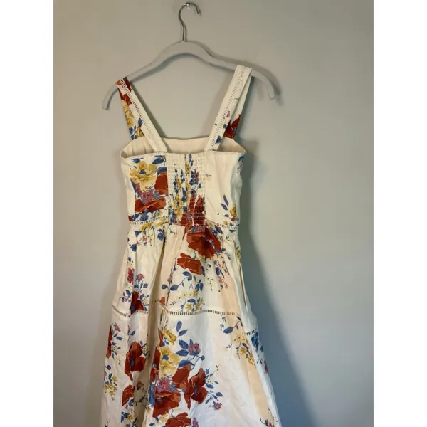 Reformation Everett 100% Linen Floral Midi Dress $298 Sz 0 NEW - Image 4