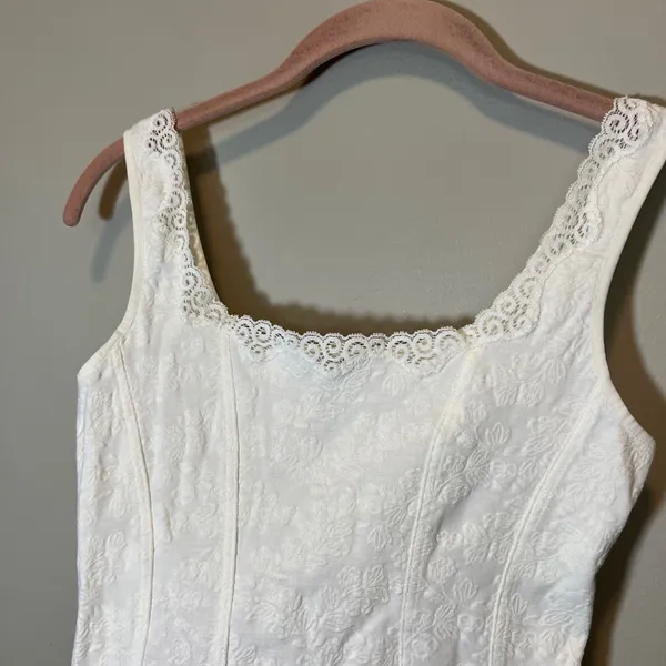 Arianne Lingerie White Floral Jacquard Lace Trim Corset Cami Top Small Canada - Image 2