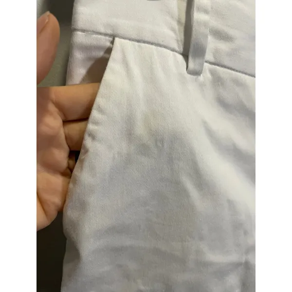 Zara Chino Shorts Womens M White Cuffed Cotton‎ Blend Casual Summer Classic - Image 3