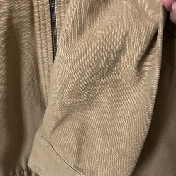 Levi's Canvas Utility Barn Chore Coat Jacket Cotton Tan Corduroy Collar Medium - Image 4