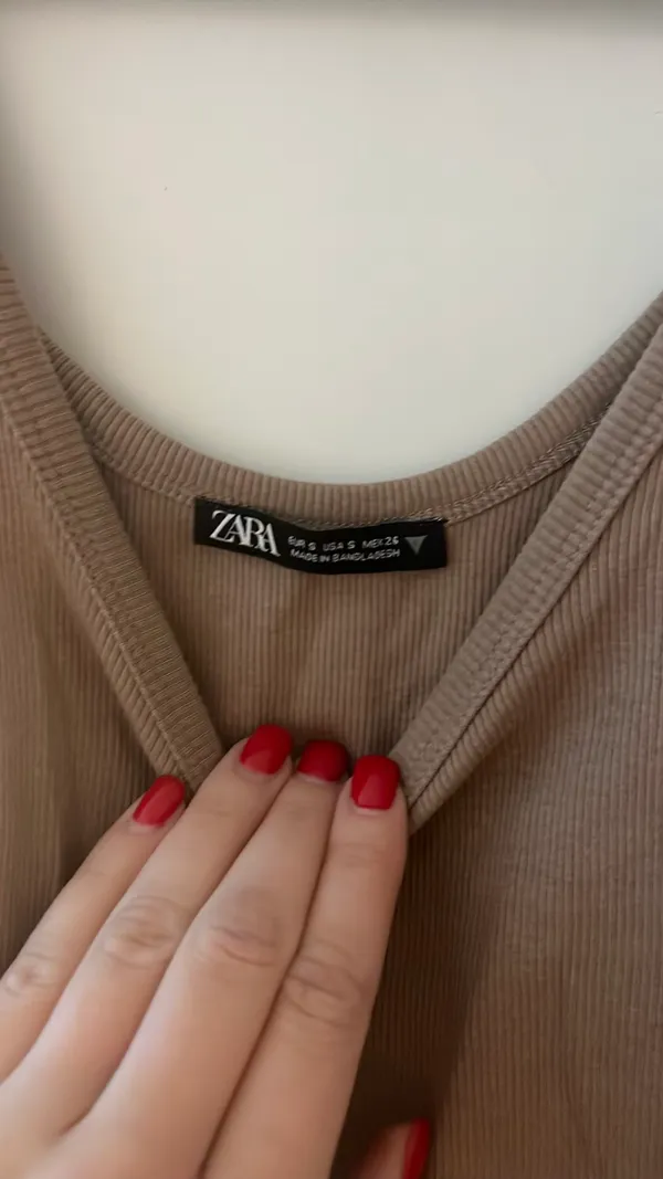 ZARA Tan Ruched Tank Top - Image 2
