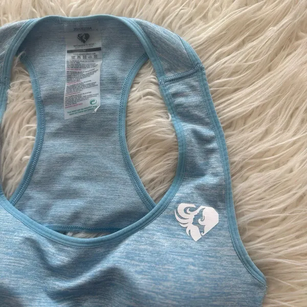 Women’s Best Move Seamless Sports Bra Blue Marl Size Medium - Image 6