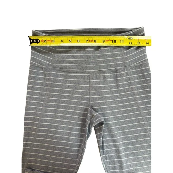 Athleta Stripe Salutation Leggings In Powervita Gray White Womens Medium - Image 10