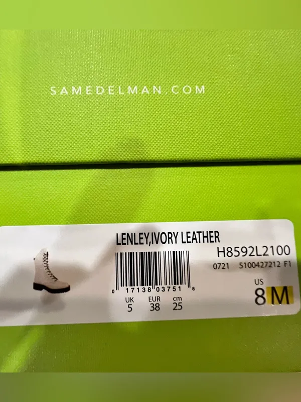 Sam Edelman Lenley Ivory Leather Gold Chain Combat Boots Size 8 NIB - Image 5