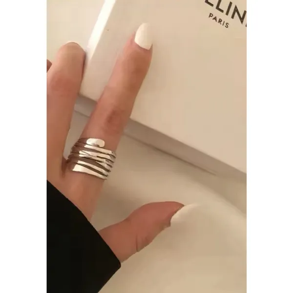 Boutique NEW Unisex Large Multilayer Wrap 925 Sterling Silver Band Ring, Adjustable Size‎ - Image 9