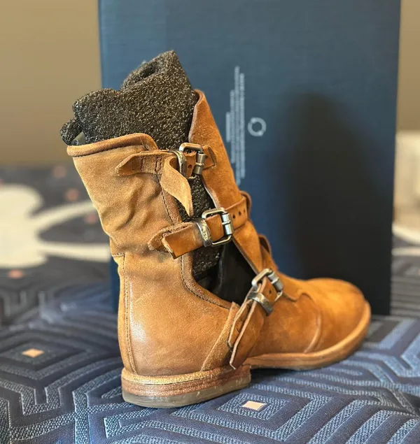 Tan, Suede Zarek Moto Boot, Size 37 - Image 8