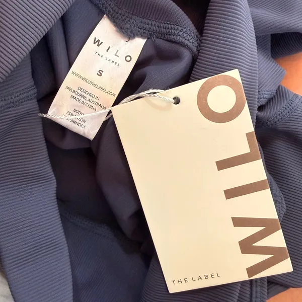 WILO The Label Navy Ribbed High Waisted Leggings WL24-157 Size Small NEW - Image 7