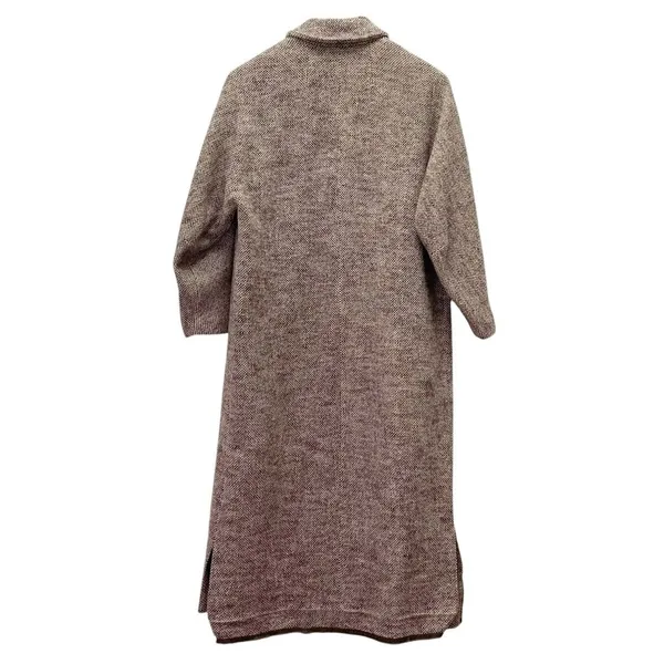 Vintage 1950s Tweed Maxi Coat Small Brown Hand Tailored Dumas California - Image 6