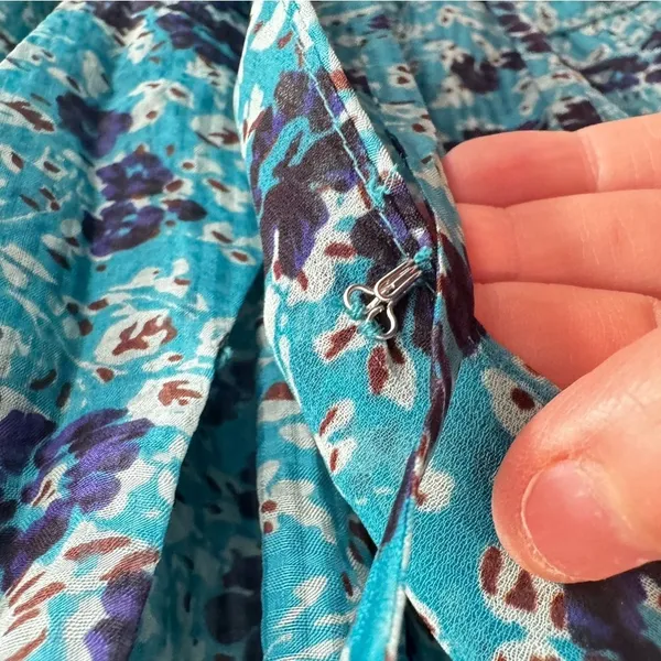 Veronica Beard Becky Ruched Silk Mini Dress in‎ Turquoise Floral Size 2 - Image 8