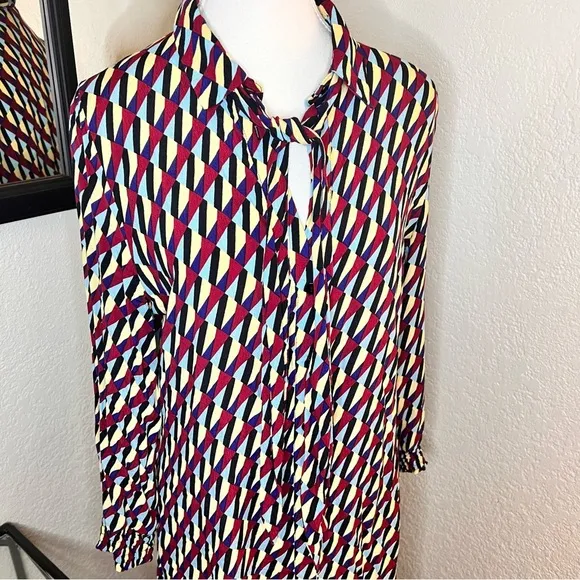 ZARA Geometric Print Midi Dress Multicolored Size Medium‎ - Image 7
