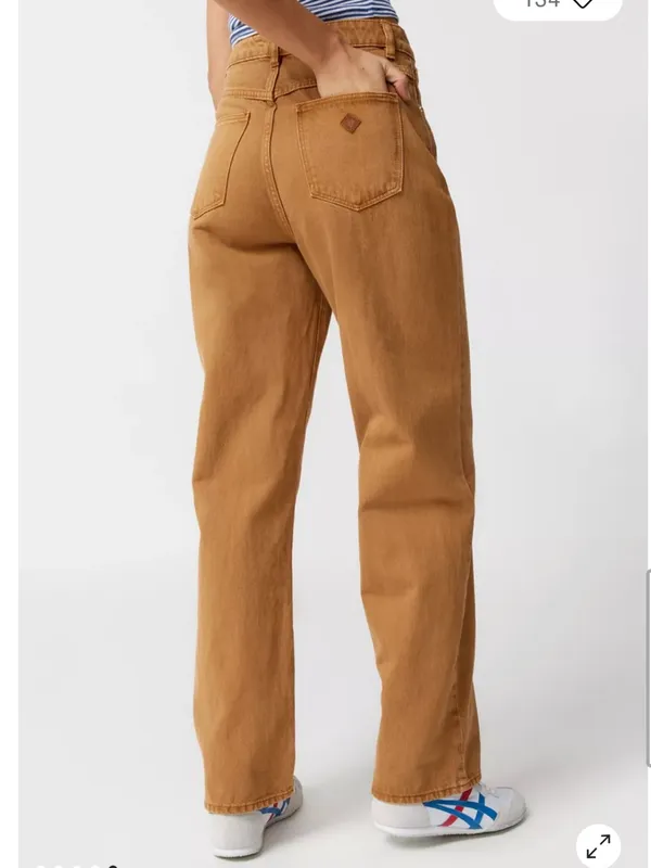 Abrand A Carrie Jeans Warm Tan Straight Leg‎ High Rise Urban Outfitters Size 24 - Image 4