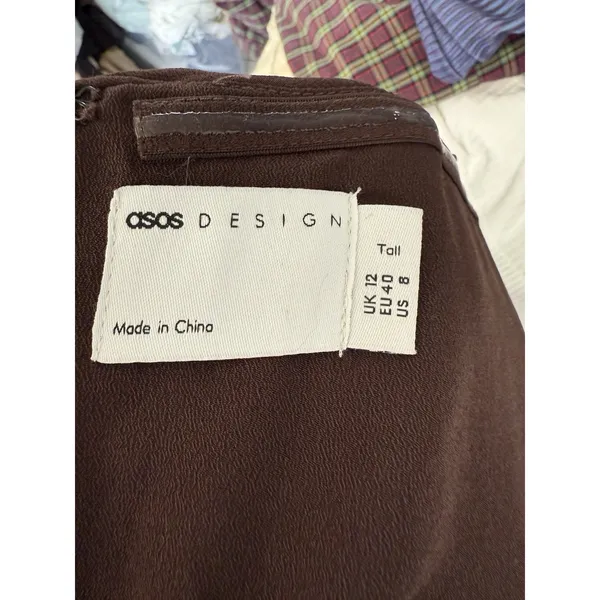 ASOS Design Tall Women's mesh corset detail‎ maxi dress Brown Size 8 - Image 5