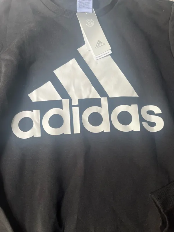 adidas Black Sweatshirt with White Logo Tag - Image 2