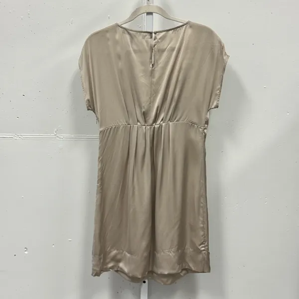 BCBGMAXAZRIA Silk Mini Dress Pebble Beige‎ Sequin Embroidered Champagne Party XS - Image 2