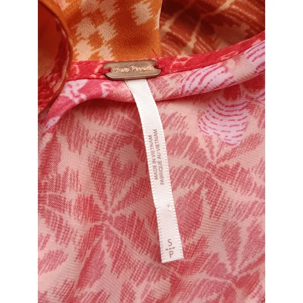 Free People Halter Top Womens M Orange Pink Paisley Floral Boho Festival - Image 5