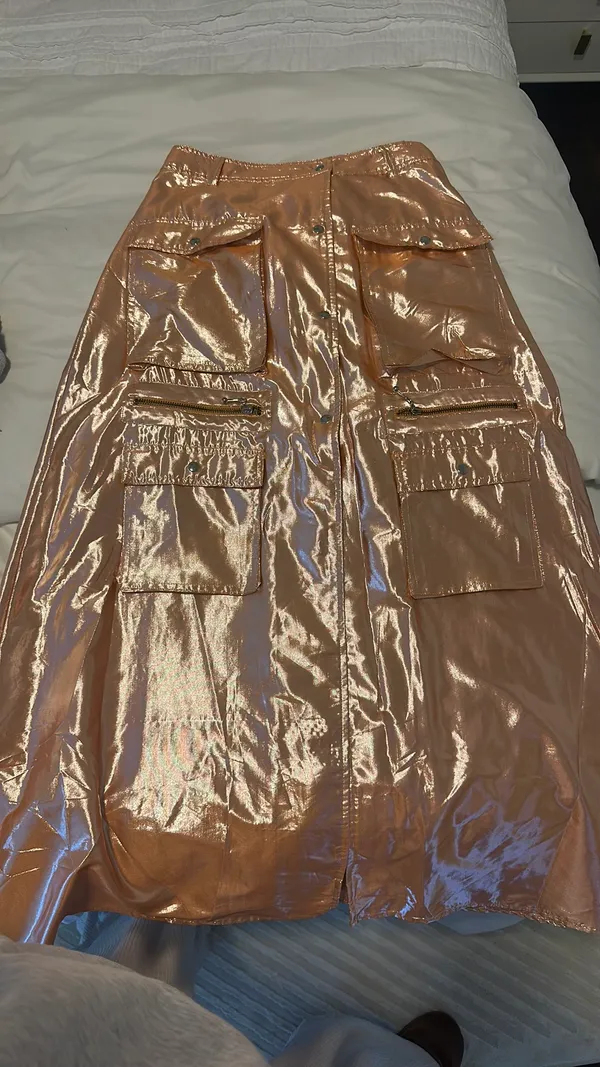 Anthropologie Metallic Orange Skirt - Image 6